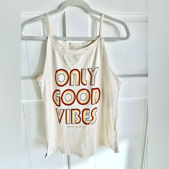 New spiritual gangster only good vibes spaghetti strap cream tank top - Picture 1 of 4
